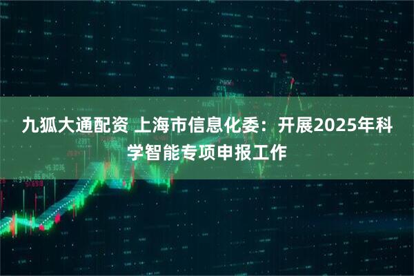 九狐大通配资 上海市信息化委：开展2025年科学智能专项申报工作